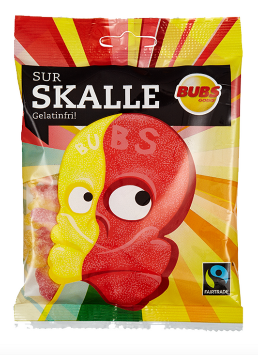 Bubs Crânes Acidulés – Sour Fruity Skulls (90g) - Bonbons Suèdois
