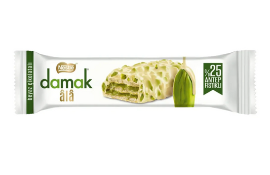 Gaufrette Chocolat Blanc Damak à la pistache, 30 g