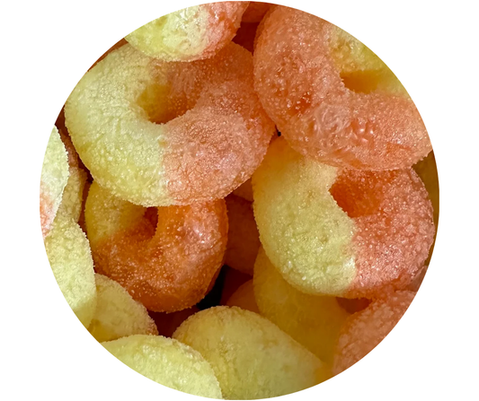Bonbons Lyophilisés Anneaux Pêche Acidulés