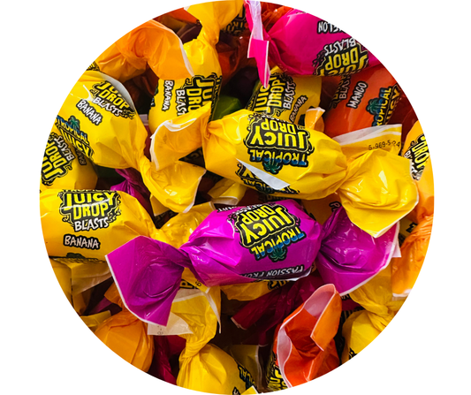 🍬 Bazooka Juicy Drop Blasts Tropical – Bonbons Acidulés et Fruités (50gr)🌴