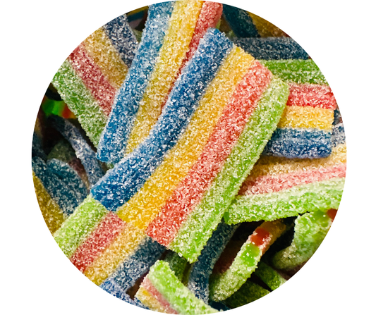 Mini Ceintures Arc-en-Ciel Acidulées – Kadjes (100gr)